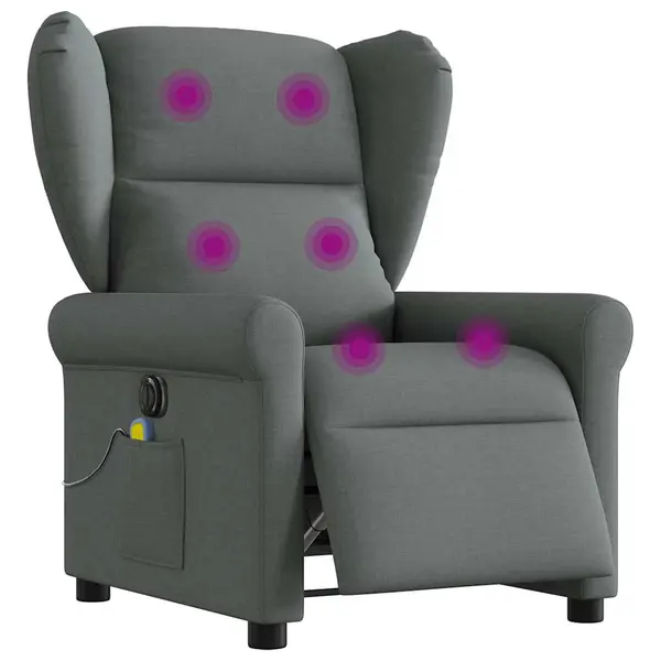 Gossi fotoliu electric de masaj rabatabil, gri inchis, textil