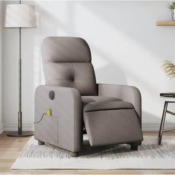 Gossi fotoliu electric de masaj rabatabil, gri taupe, textil