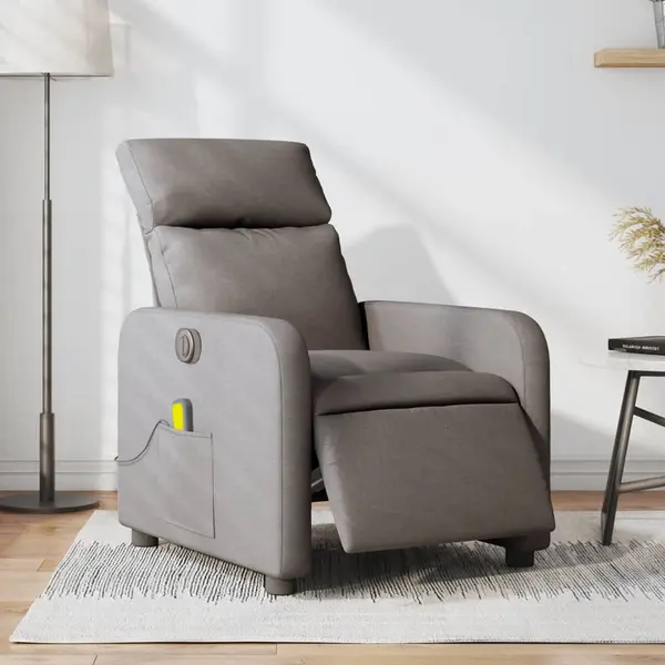 Gossi fotoliu electric de masaj rabatabil, gri taupe, textil