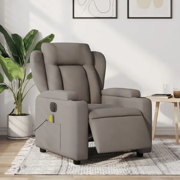 Gossi fotoliu electric de masaj rabatabil, gri taupe, textil