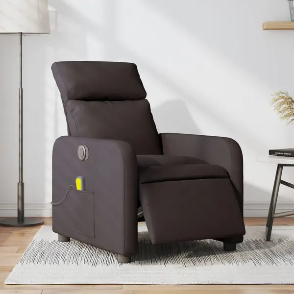 Gossi fotoliu electric de masaj rabatabil, maro inchis, textil