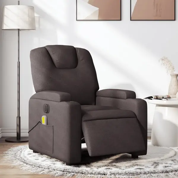 Gossi fotoliu electric de masaj rabatabil, maro inchis, textil