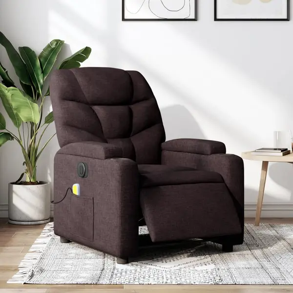 Gossi fotoliu electric de masaj rabatabil, maro inchis, textil