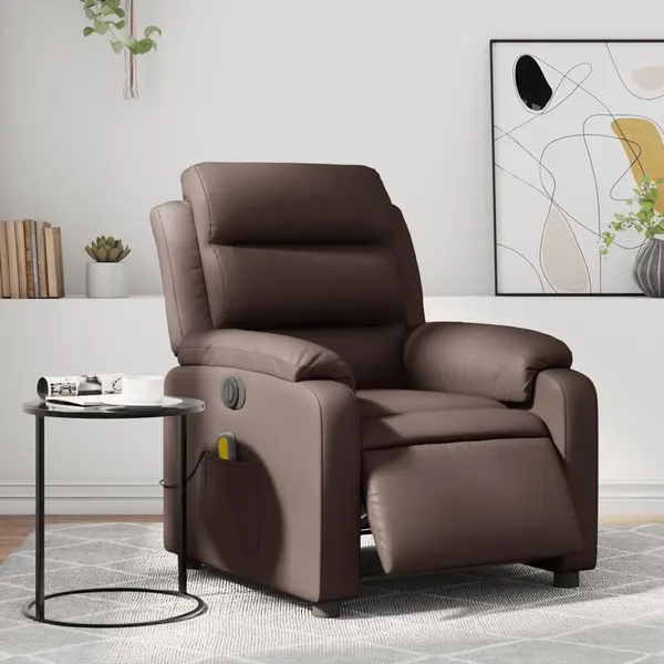 Gossi fotoliu electric de masaj rabatabil, maro, piele ecologica
