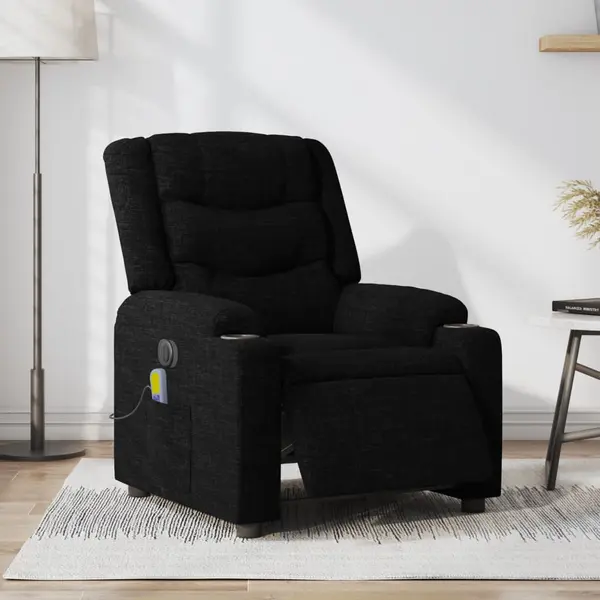 Gossi fotoliu electric de masaj rabatabil, negru, textil