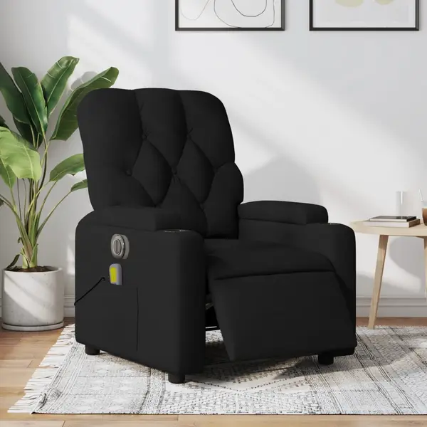 Gossi fotoliu electric de masaj rabatabil, negru, textil