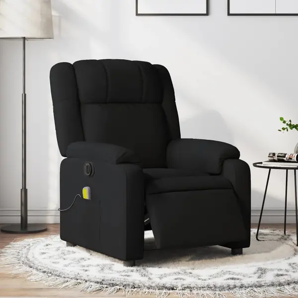 Gossi fotoliu electric de masaj rabatabil, negru, textil