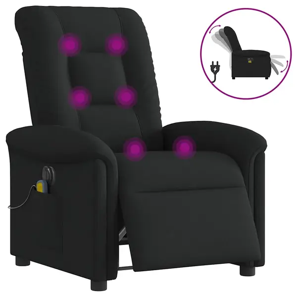 Gossi fotoliu electric de masaj rabatabil, negru, textil