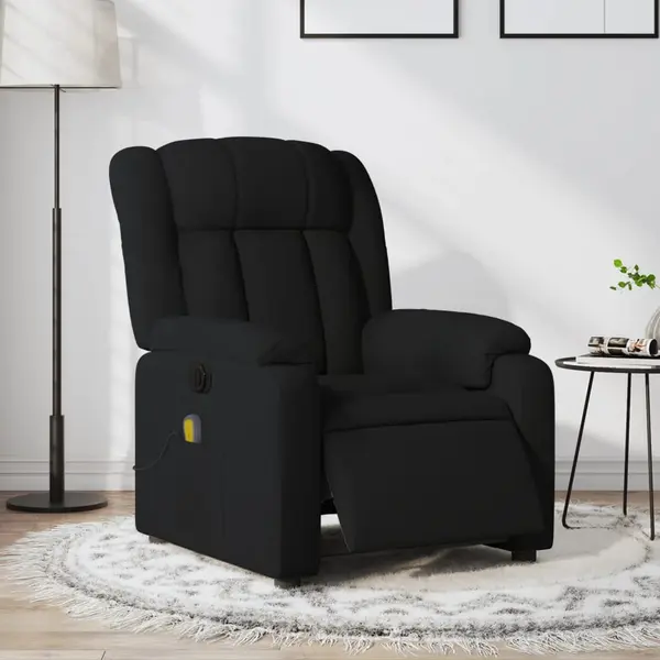 Gossi fotoliu electric de masaj rabatabil, negru, textil