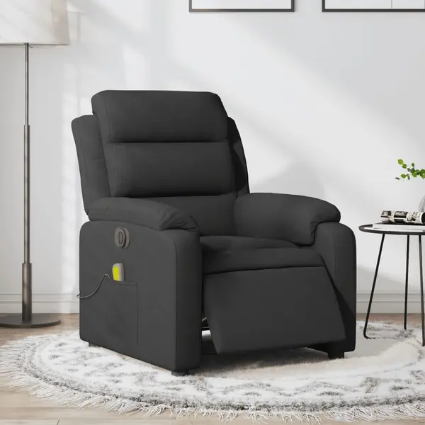 Gossi fotoliu electric de masaj rabatabil, negru, textil