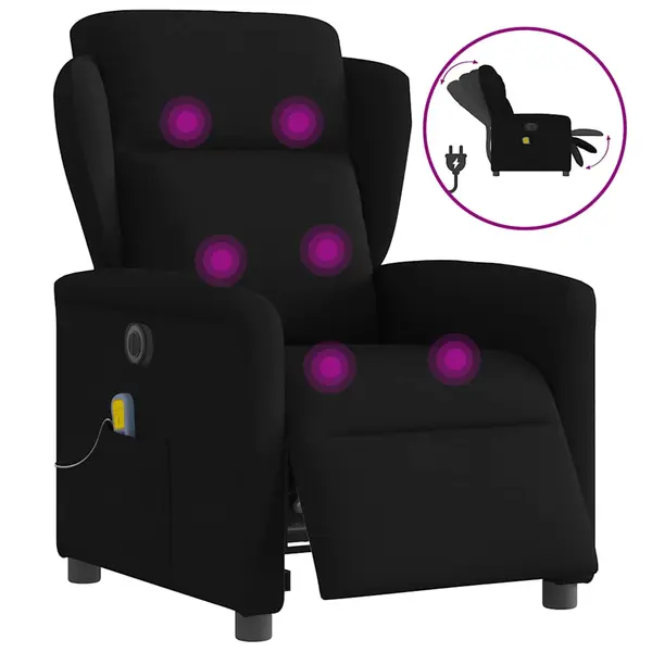 Gossi fotoliu electric de masaj rabatabil, negru, textil