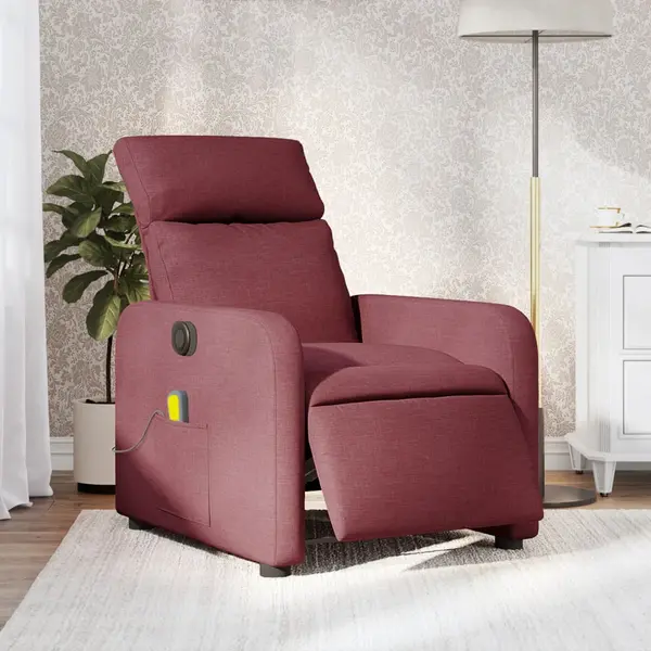 Gossi fotoliu electric de masaj rabatabil, rosu vin, textil