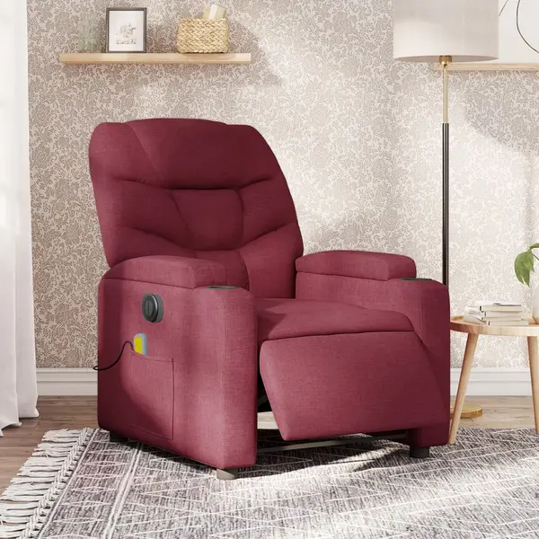 Gossi fotoliu electric de masaj rabatabil, rosu vin, textil