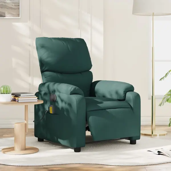 Gossi fotoliu electric de masaj rabatabil, verde inchis, textil