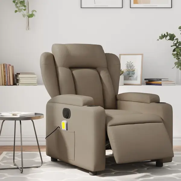 Gossi fotoliu electric masaj rabatabil, cappuccino, piele ecologica
