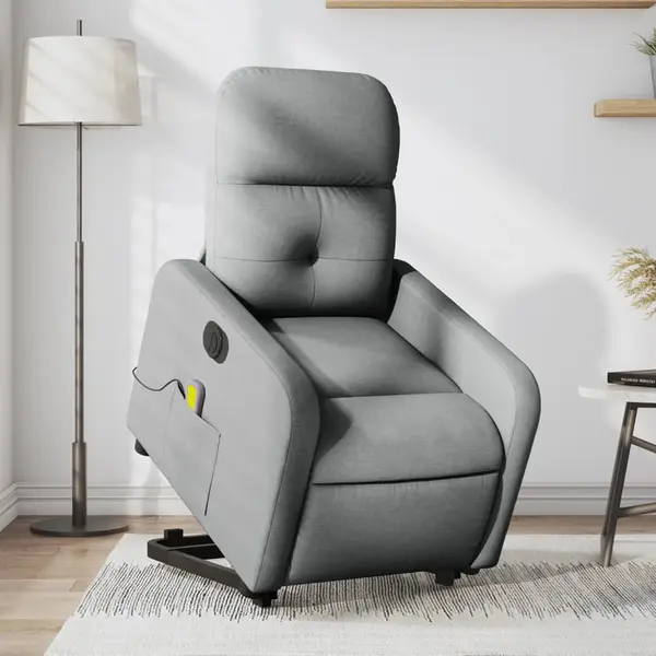 Gossi fotoliu electric masaj rabatabil cu ridicare, gri inchis textil