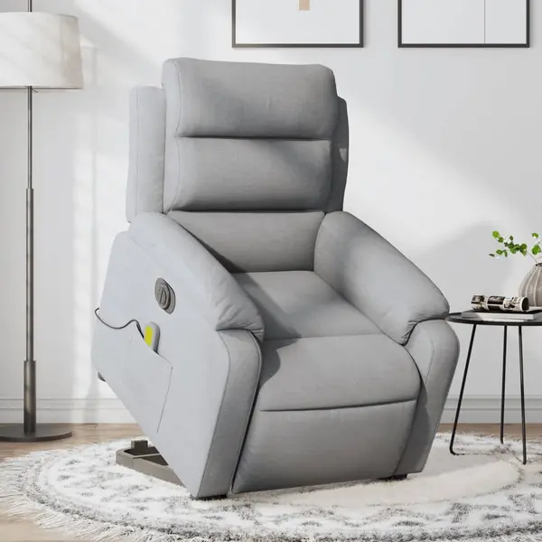 Gossi fotoliu electric masaj rabatabil cu ridicare, gri inchis textil