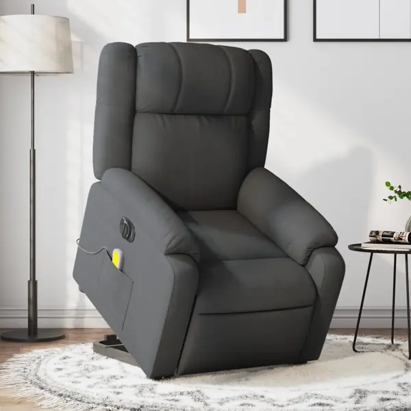 Gossi fotoliu electric masaj rabatabil cu ridicare, gri inchis textil