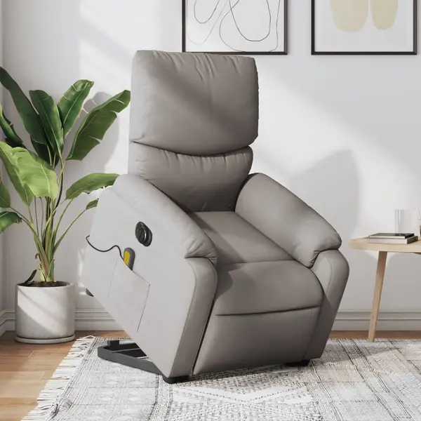 Gossi fotoliu electric masaj rabatabil cu ridicare, gri taupe, textil
