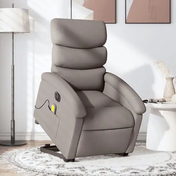Gossi fotoliu electric masaj rabatabil cu ridicare, gri taupe, textil