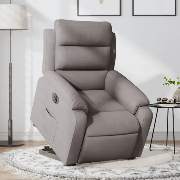 Gossi fotoliu electric rabatabil cu ridicare, gri taupe, textil
