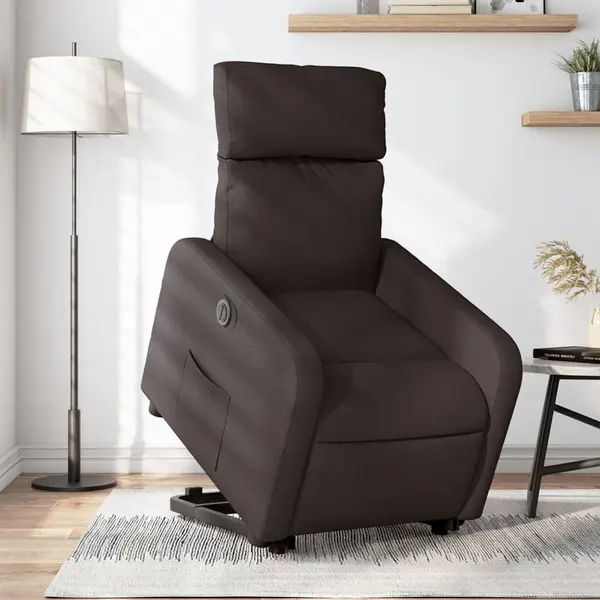 Gossi fotoliu electric rabatabil cu ridicare, maro inchis, textil