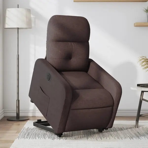 Gossi fotoliu electric rabatabil cu ridicare, maro inchis, textil