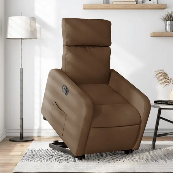Gossi fotoliu electric rabatabil cu ridicare, maro, textil
