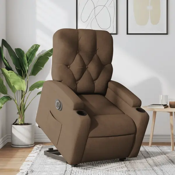 Gossi fotoliu electric rabatabil cu ridicare, maro, textil