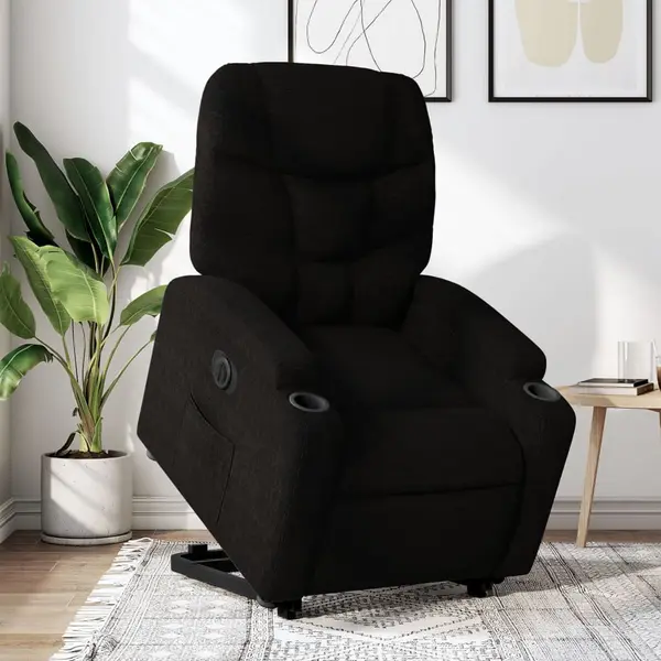 Gossi fotoliu electric rabatabil cu ridicare, negru, textil