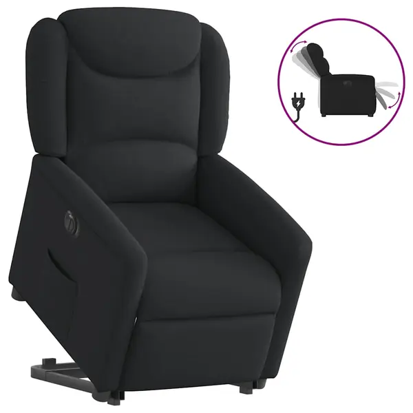 Gossi fotoliu electric rabatabil cu ridicare, negru, textil