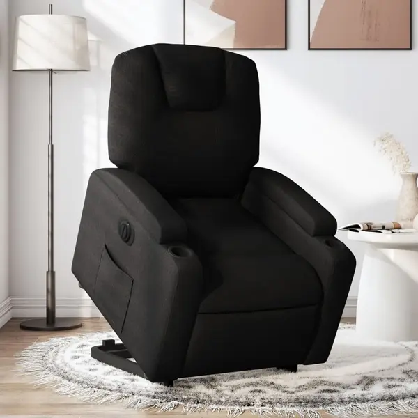 Gossi fotoliu electric rabatabil cu ridicare, negru, textil