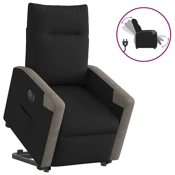 Gossi fotoliu electric rabatabil cu ridicare, negru, textil