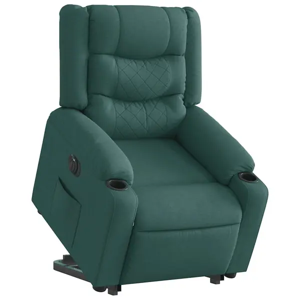 Gossi fotoliu electric rabatabil cu ridicare, verde inchis, textil