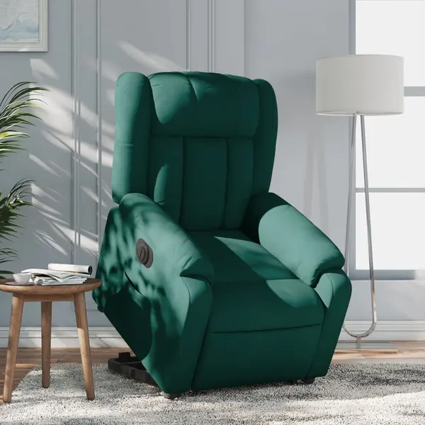 Gossi fotoliu electric rabatabil cu ridicare, verde inchis, textil