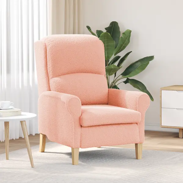 Gossi fotoliu ergonomic roz tesatura, lemn mediul ergonomic
