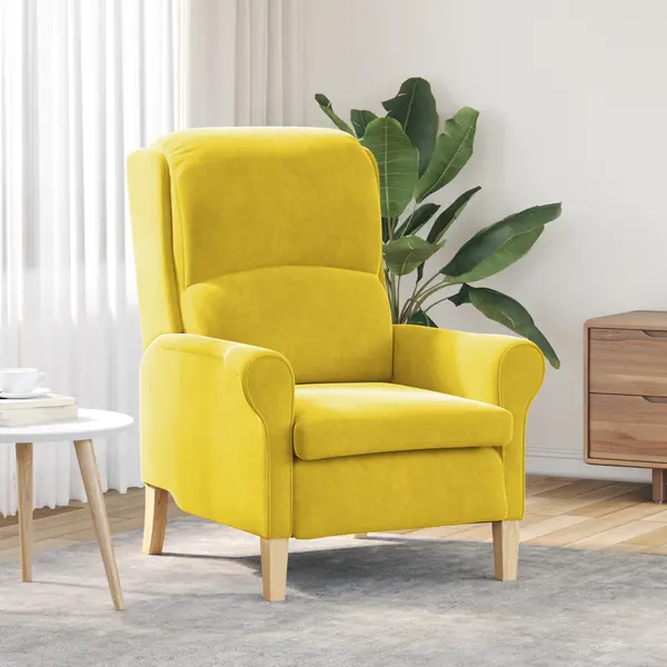 Gossi fotoliu galben textil, lemn standard fotoliu galben modern
