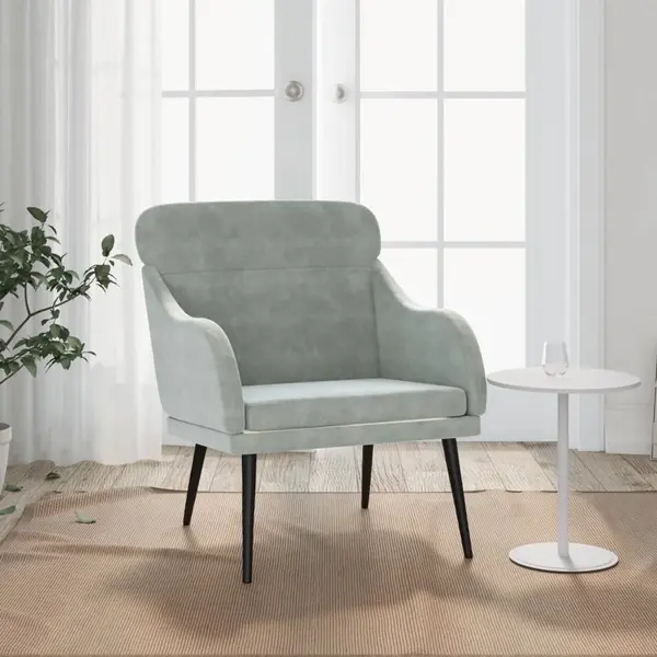 Gossi fotoliu, gri deschis, 63x76x80 cm, catifea