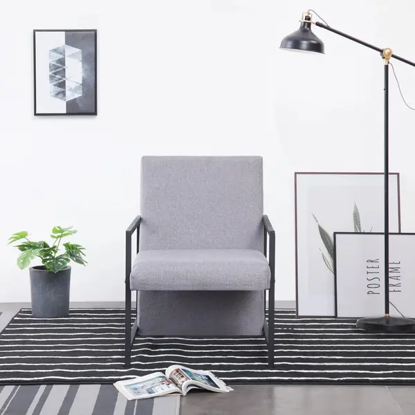Gossi fotoliu, gri deschis, material textil