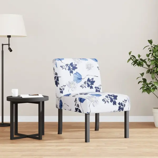 Gossi fotoliu, material textil inflorat cu albastru