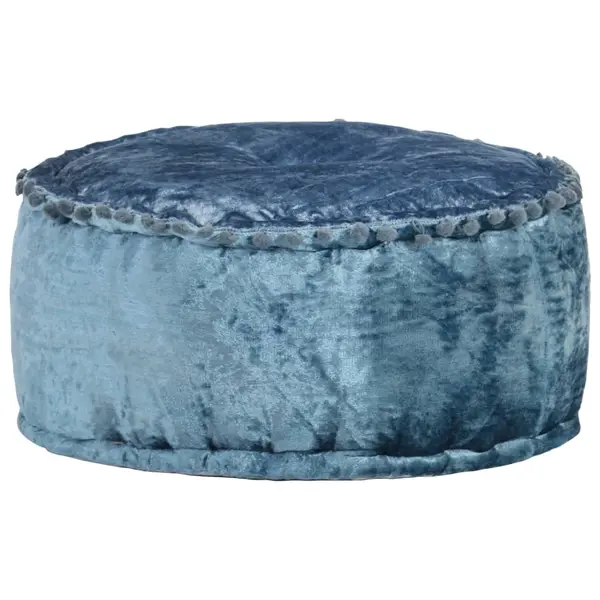 Gossi fotoliu puf rotund, albastru, 40 x 20 cm, catifea