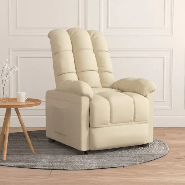 Gossi fotoliu rabatabil, crem, material textil