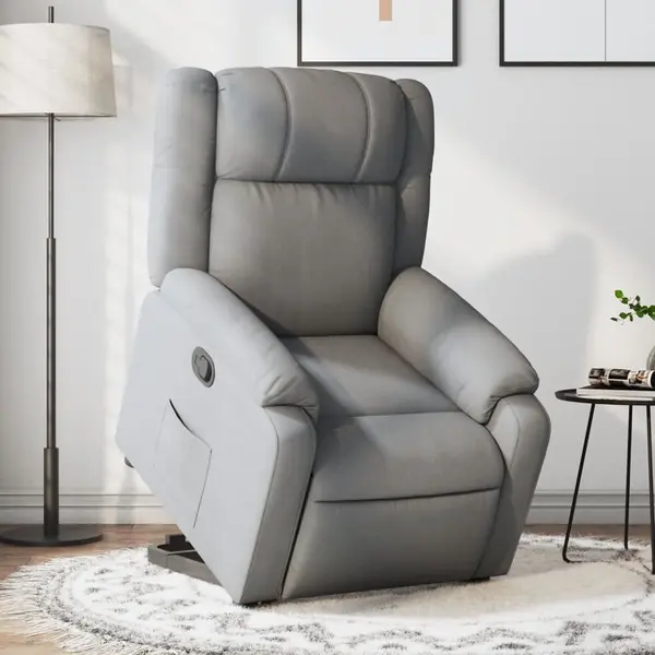 Gossi fotoliu rabatabil cu ridicare, gri deschis, material textil