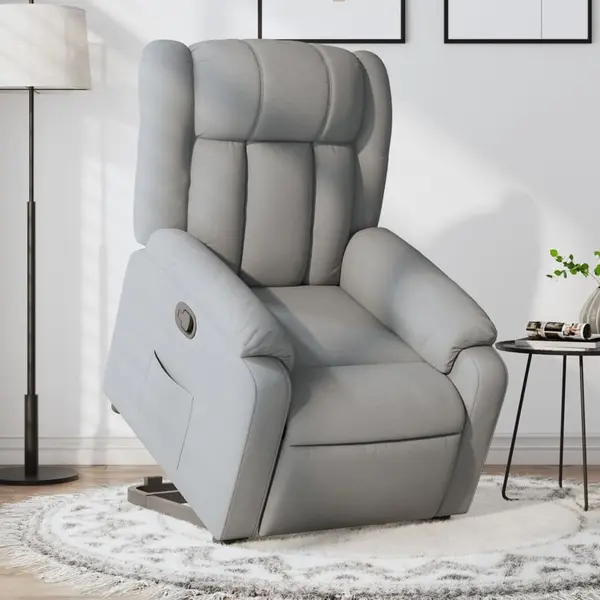 Gossi fotoliu rabatabil cu ridicare, gri deschis, material textil
