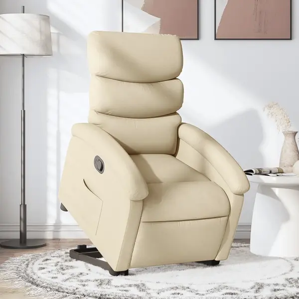 Gossi fotoliu rabatabil cu ridicare pe verticala, crem, textil