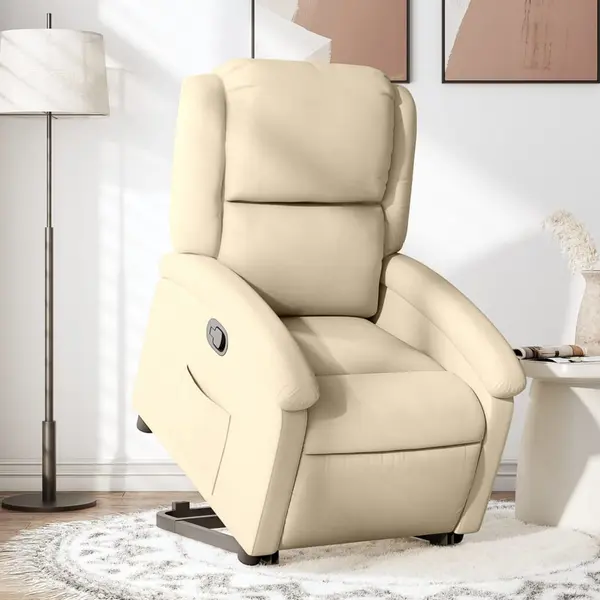 Gossi fotoliu rabatabil cu ridicare pe verticala, crem, textil