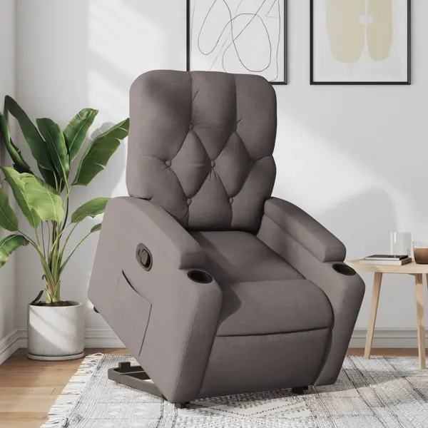 Gossi fotoliu rabatabil cu ridicare pe verticala, gri taupe, textil