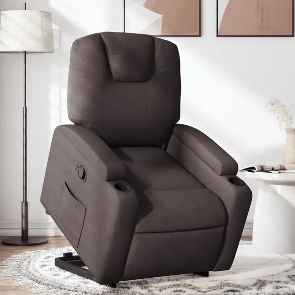 Gossi fotoliu rabatabil cu ridicare pe verticala, maro inchis, textil