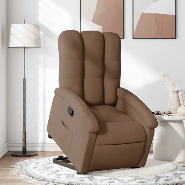 Gossi fotoliu rabatabil cu ridicare pe verticala, maro, textil