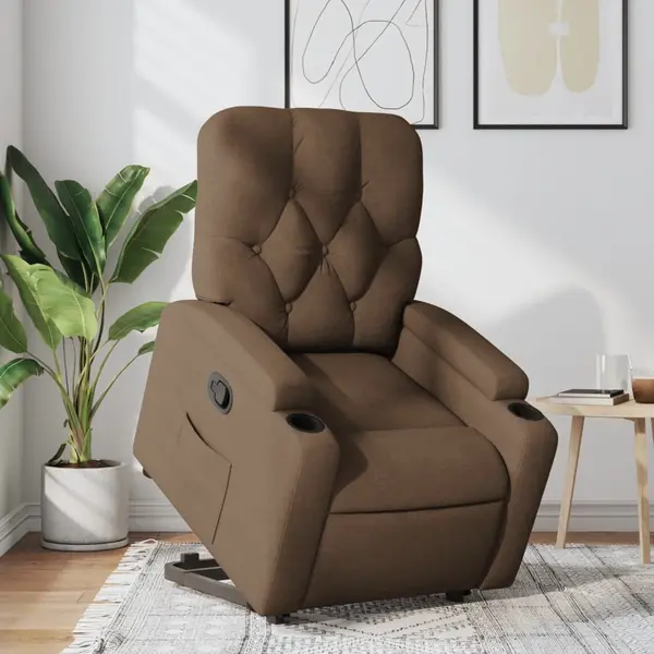 Gossi fotoliu rabatabil cu ridicare pe verticala, maro, textil